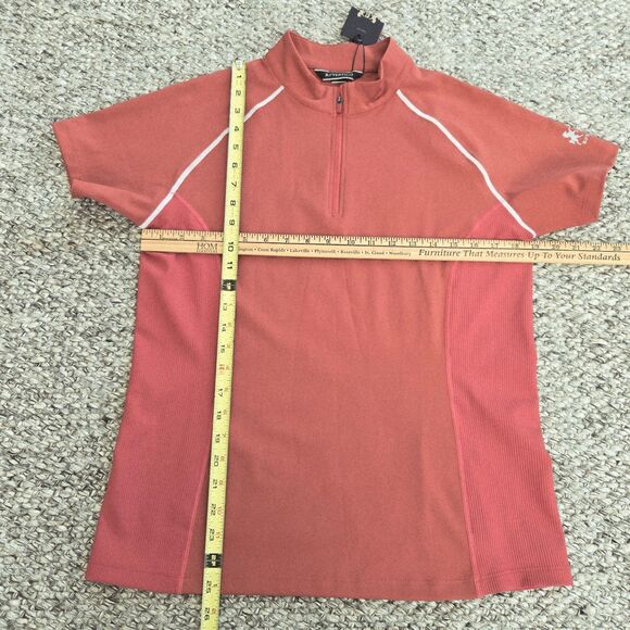 B Vertigo Women's Sz 12 Adara Cool Tech Training Shirt Mineral Red Coral SS NEW - Picture 11 of 12